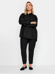 Yours Curve Black Oversized Poplin 100% Cotton Shirt - Image 2 of 5