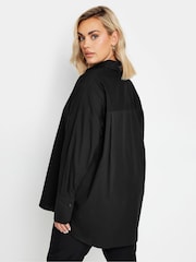 Yours Curve Black Oversized Poplin 100% Cotton Shirt - Image 3 of 5