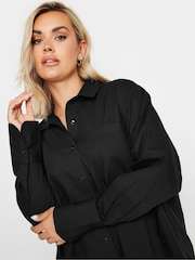 Yours Curve Black Oversized Poplin 100% Cotton Shirt - Image 4 of 5