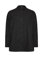 Yours Curve Black Oversized Poplin 100% Cotton Shirt - Image 5 of 5