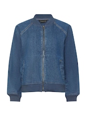 PixieGirl Petite Blue 100% Cotton Denim Bomber Jacket - Image 5 of 5