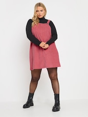 Yours Curve Pink Corduroy Pinafore 100% Cotton Dress - Image 1 of 5