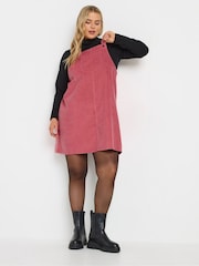 Yours Curve Pink Corduroy Pinafore 100% Cotton Dress - Image 2 of 5
