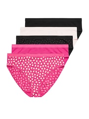 Yours Curve Pink High Leg Briefs 5 Pack - Image 4 of 4