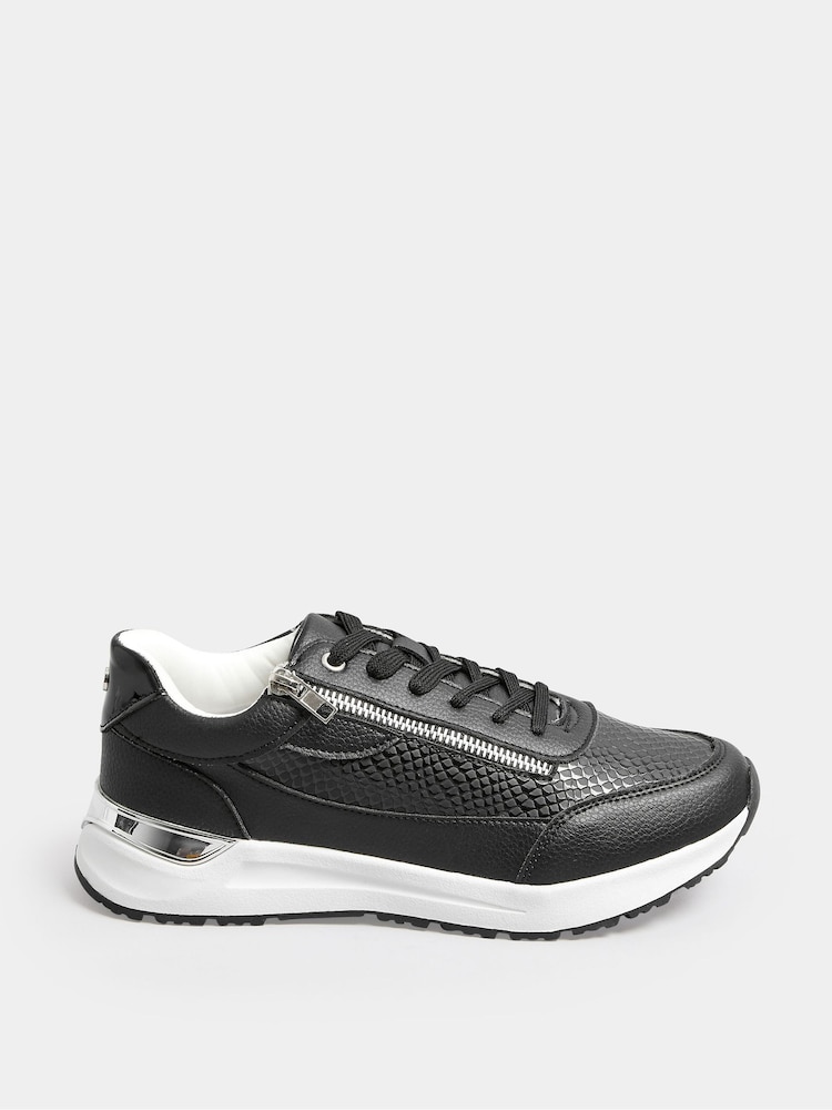 Yours Curve Black Extra Wide Fit Zip Trainers - Image 2 of 5
