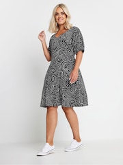 Yours Curve Black Puff Sleeve Day Dress - Image 1 of 6