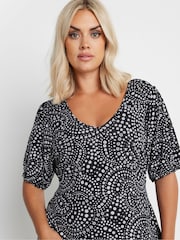 Yours Curve Black Puff Sleeve Day Dress - Image 2 of 6