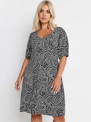 Yours Curve Black Puff Sleeve Day Dress - Image 4 of 6