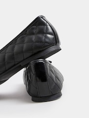 Yours Curve Black Extra Wide Fit Quilted Toe Cap Ballet Pumps - Image 3 of 5
