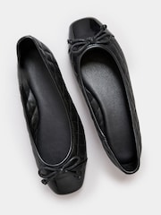 Yours Curve Black Extra Wide Fit Quilted Toe Cap Ballet Pumps - Image 4 of 5