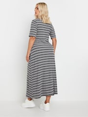 Yours Curve Grey Short Sleeve Ribbed Swing Maxi Dress - Image 3 of 5