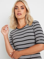 Yours Curve Grey Short Sleeve Ribbed Swing Maxi Dress - Image 4 of 5