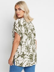 Yours Curve Green Round Neck Textured Grown On T-Shirt - Image 3 of 5