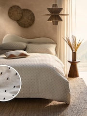 Natural/Black 100% Cotton Spot Dobby Duvet Cover and Pillowcase Set - Image 1 of 4