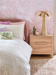 Natural Palm Tree Quilted Duvet Cover and Pillowcase Set - Image 3 of 6
