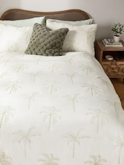 Natural Palm Tree Quilted Duvet Cover and Pillowcase Set - Image 4 of 6