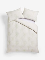 Natural Palm Tree Quilted Duvet Cover and Pillowcase Set - Image 6 of 6