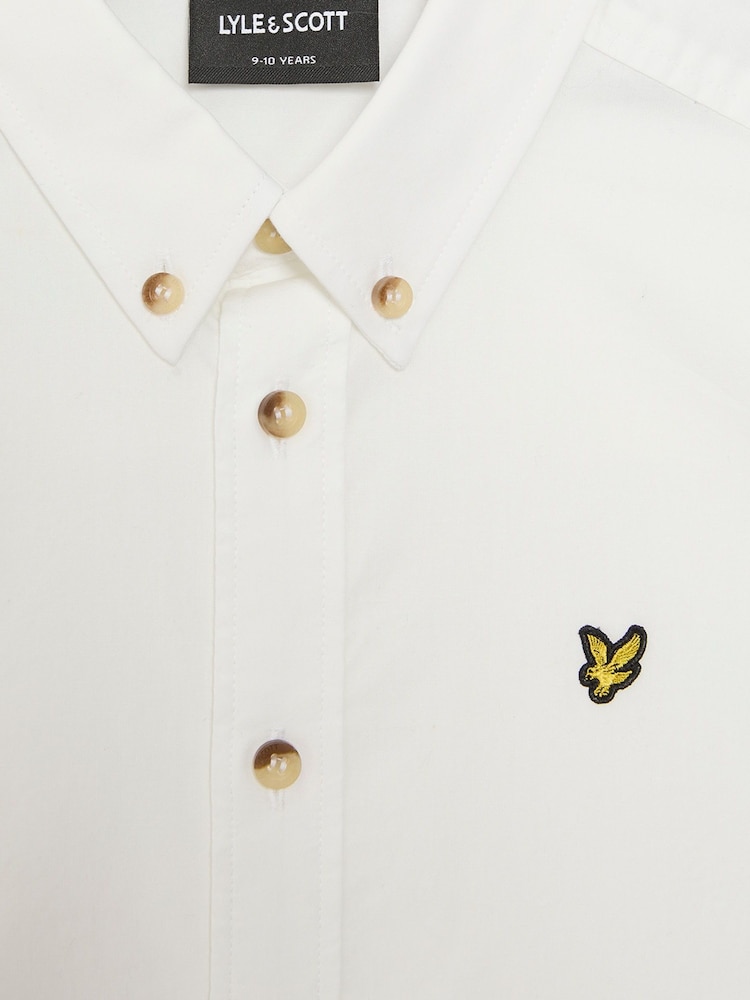 Белый - Рубашка из поплина для мальчиков с длинными рукавами Lyle & Scott - Изображение 2 из 3
