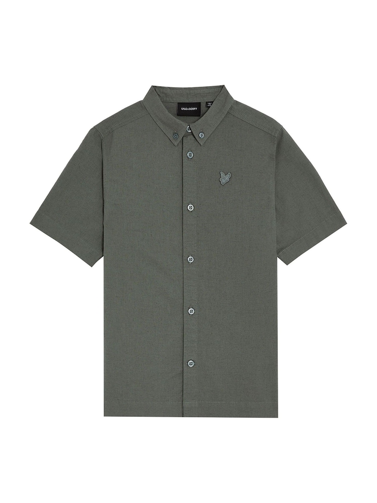 Lyle & Scott Green Boys Linen Short Sleeve Shirt - Image 1 of 3 Lyle & Scott Green Boys Linen Short Sleeve Shirt - Image 1 of 3