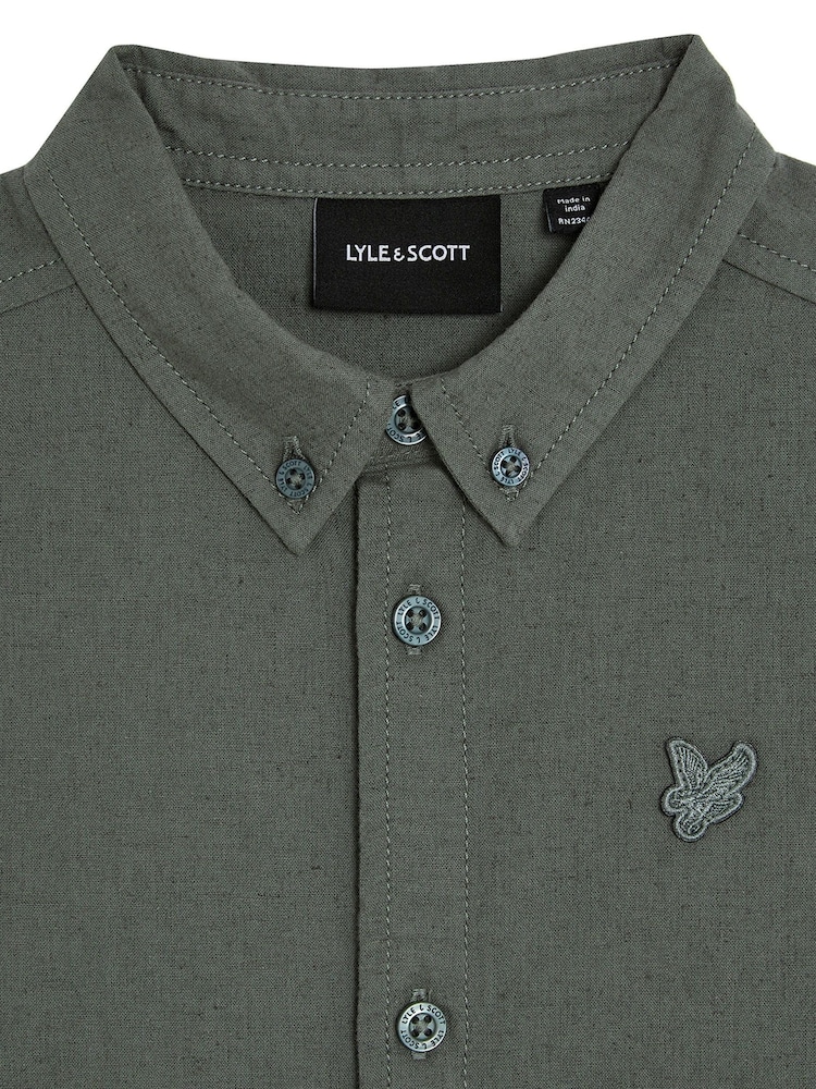 Lyle & Scott Green Boys Linen Short Sleeve Shirt - Image 2 of 3