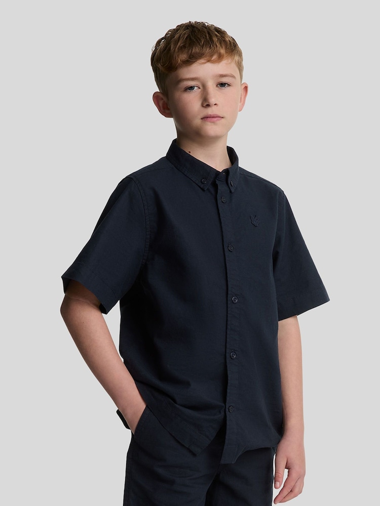 Lyle & Scott Navy Boys Linen Short Sleeve Shirt - Image 1 of 7