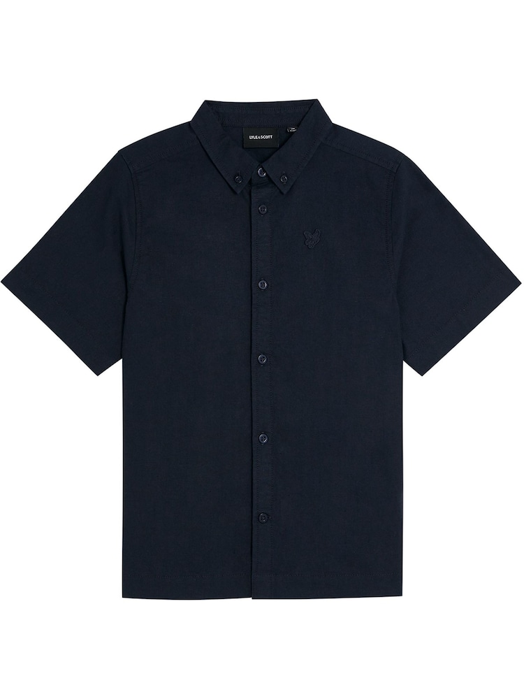 Lyle & Scott Navy Boys Linen Short Sleeve Shirt - Image 5 of 7