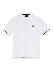 Lyle & Scott White Boys Cable Knit Polo Shirt - Image 1 of 3