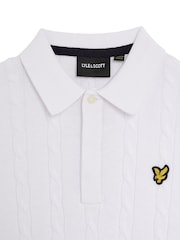 Lyle & Scott White Boys Cable Knit Polo Shirt - Image 2 of 3