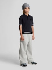 Lyle & Scott Navy Boys Cable Knit Polo Shirt - Image 2 of 7