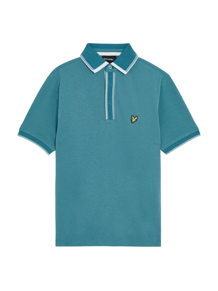 Lyle & Scott Blue Boys Concealed Placket Polo Shirt - Image 1 of 3