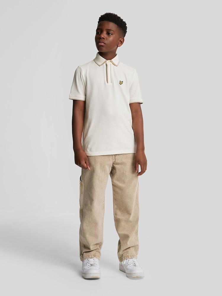 Lyle & Scott White Boys Concealed Placket Polo Shirt - Image 3 of 7