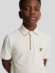 Lyle & Scott White Boys Concealed Placket Polo Shirt - Image 4 of 7
