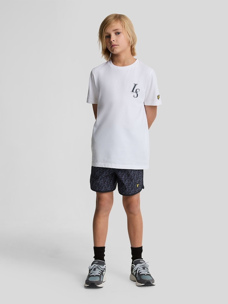 Lyle & Scott Navy Boys Monogram Board Shorts - Image 1 of 7