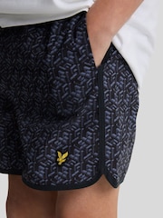 Lyle & Scott Navy Boys Monogram Board Shorts - Image 4 of 7