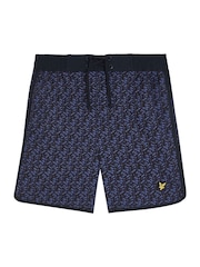 Lyle & Scott Navy Boys Monogram Board Shorts - Image 5 of 7