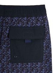 Lyle & Scott Navy Boys Monogram Board Shorts - Image 6 of 7