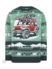BadRhino Big & Tall Green Jeep Knitted Christmas Jumper - Image 5 of 6