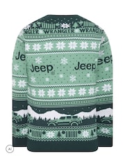 BadRhino Big & Tall Green Jeep Knitted Christmas Jumper - Image 6 of 6