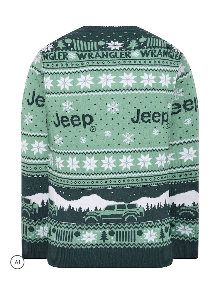 BadRhino Big & Tall Green Jeep Knitted Christmas Jumper - Image 6 of 6 BadRhino Big & Tall Green Jeep Knitted Christmas Jumper - Image 6 of 6