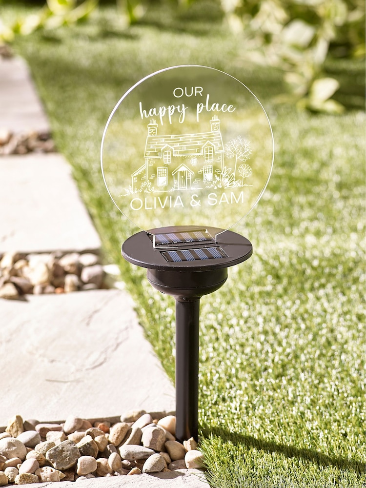 Personalised Solar "Our Happy Place" Stake Light by Loveabode - Image 2 of 4