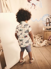 White Tractor Print Cath Kidston 100% Cotton Short Sleeve Shirt (3mths-7yrs) - Image 2 of 9