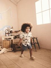 White Tractor Print Cath Kidston 100% Cotton Short Sleeve Shirt (3mths-7yrs) - Image 3 of 9