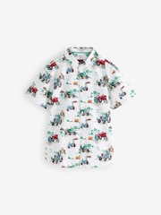 White Tractor Print Cath Kidston 100% Cotton Short Sleeve Shirt (3mths-7yrs) - Image 6 of 9