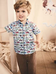 Blue Transport Cath Kidston 100% Cotton Short Sleeve Shirt (3mths-7yrs) - Image 1 of 8
