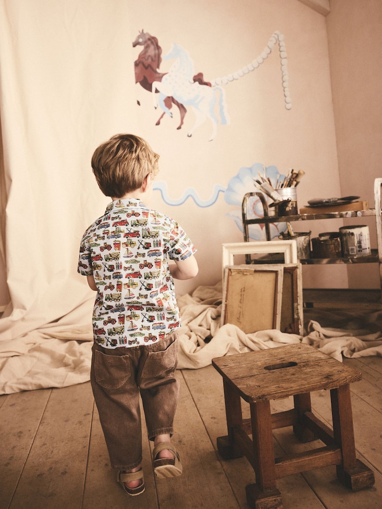Blue Transport Cath Kidston 100% Cotton Short Sleeve Shirt (3mths-7yrs) - Image 2 of 8 Blue Transport Cath Kidston 100% Cotton Short Sleeve Shirt (3mths-7yrs) - Image 2 of 8