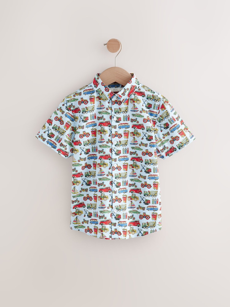 Blue Transport Cath Kidston 100% Cotton Short Sleeve Shirt (3mths-7yrs) - Image 5 of 8