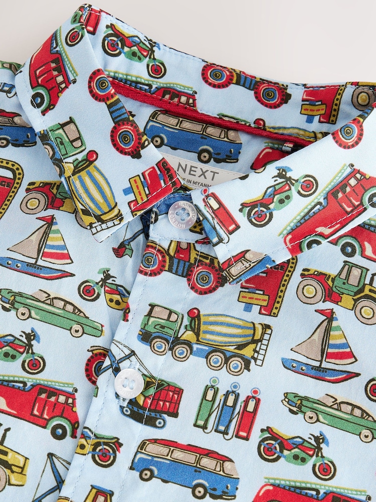 Blue Transport Cath Kidston 100% Cotton Short Sleeve Shirt (3mths-7yrs) - Image 7 of 8