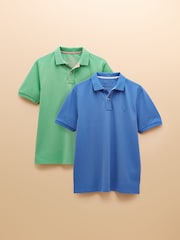 Joules Woody Green & Blue 2 Pack Cotton Polo Shirts - Image 1 of 11