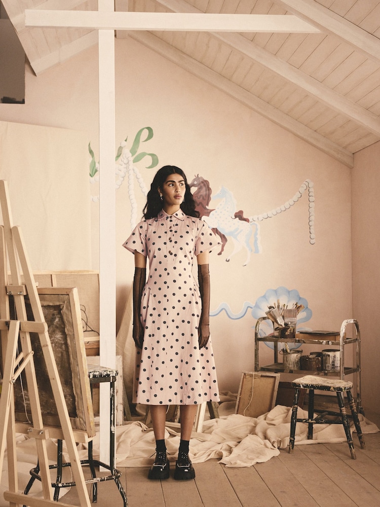 Cath Kidston Pink Spot 100% Cotton Shirt Dress - Image 4 of 11