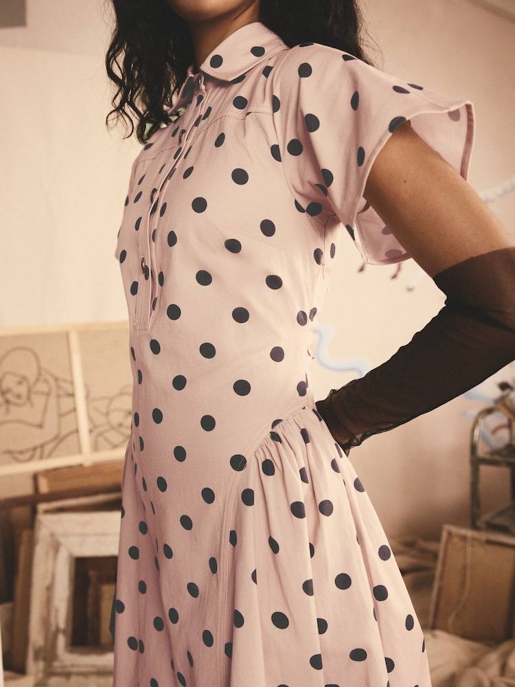 Cath Kidston Pink Spot 100% Cotton Shirt Dress - Image 5 of 11
